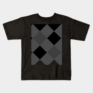 Black and grey checked textured pattern Kids T-Shirt